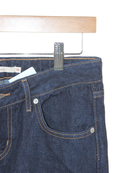 Levi Strauss & Co Unisex Straight Dark Blue Mid-Rise Jeans Button Fly Size 26