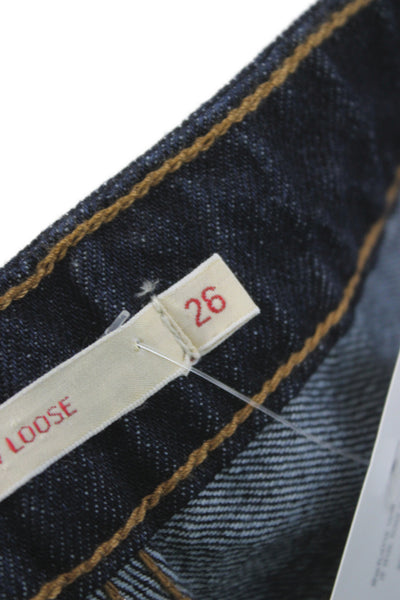 Levi Strauss & Co Unisex Straight Dark Blue Mid-Rise Jeans Button Fly Size 26