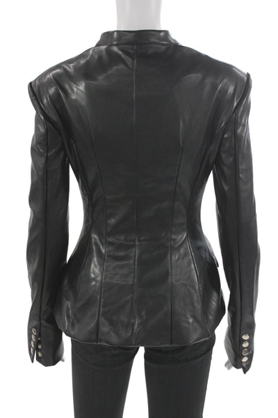 We Wore What Women Black Military Motorcycle PU Jacket Size S
