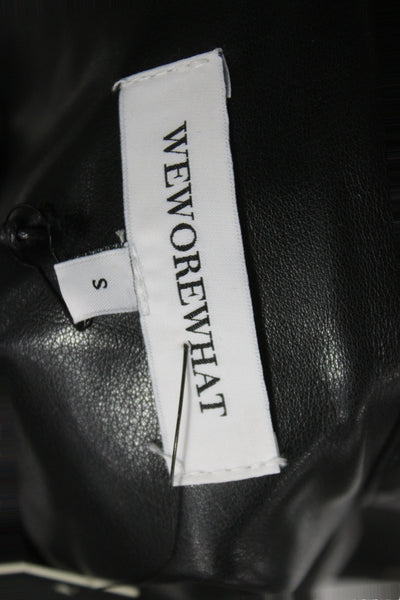 We Wore What Women Black Military Motorcycle PU Jacket Size S