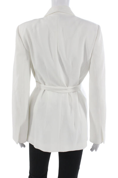 Zara Womens White Tie Blazer Long Sleeve Viscose Classic Size M