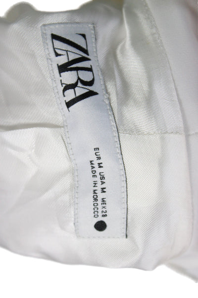Zara Womens White Tie Blazer Long Sleeve Viscose Classic Size M