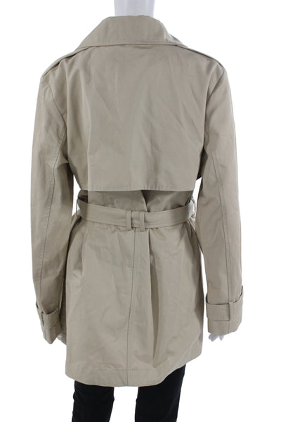 Zara Women Beige Trench Coat Buckle Collared Polyester Size S