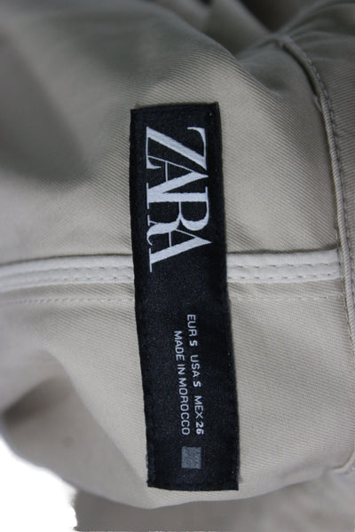 Zara Women Beige Trench Coat Buckle Collared Polyester Size S