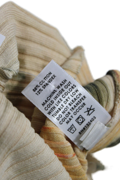 Cotton Citizen Women Basic Striped Sleeveless Tank Top Beige Size S