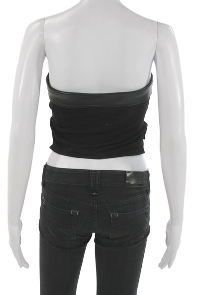 Heartloom Women Cropped Sleeveless Button-Up Biker Black Top Size XS