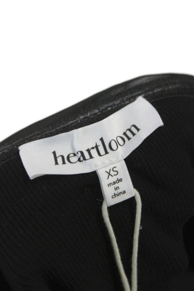 Heartloom Women Cropped Sleeveless Button-Up Biker Black Top Size XS