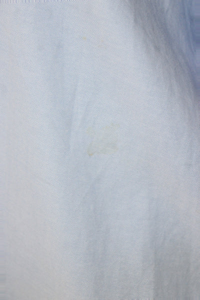 Zara Women Light Blue Cotton Collared Long Sleeve Button-Up Basic Top Size S