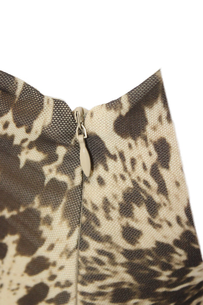 Zara Womens Beige Animal Print Bodycon Dress High Neck Sleeveless Zip Size S