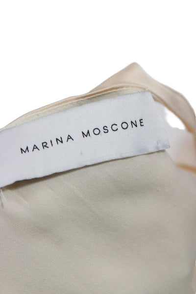 Marina Moscone Women Maxi Dress Beige V Neck Sleeveless Zip Full Length Size 0