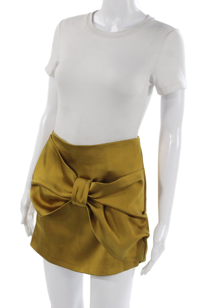 Zara Womens Mini Skirt Yellow 100% Polyester Size XS