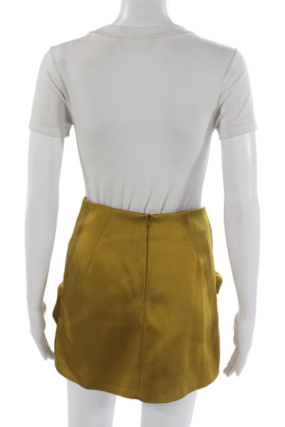 Zara Womens Mini Skirt Yellow 100% Polyester Size XS