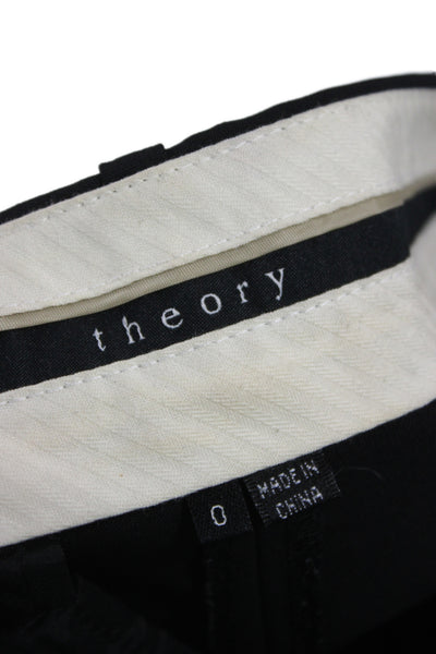 Theory Unisex Black Dress Pants Button Closure Wool Lycra Size 0
