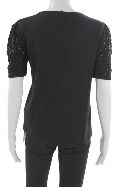 Topshop Women Biker Graphic Cotton Short Sleeve Round Neck T-Shirt Size 2