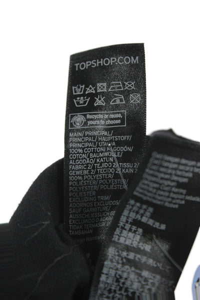Topshop Women Biker Graphic Cotton Short Sleeve Round Neck T-Shirt Size 2