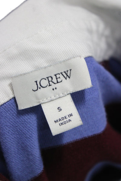 J Crew Women Striped Cotton Jersey Polo Collared Long Sleeve Top Size S