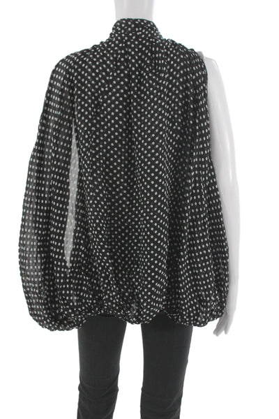 Zara Women Sleeveless Polka Dot High Neck Tie Viscose Blouse Size S