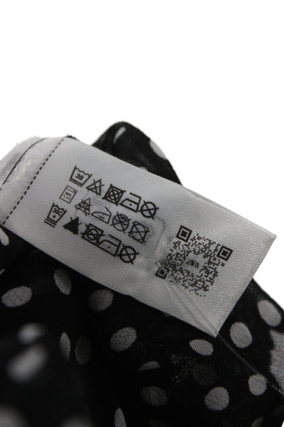 Zara Women Sleeveless Polka Dot High Neck Tie Viscose Blouse Size S