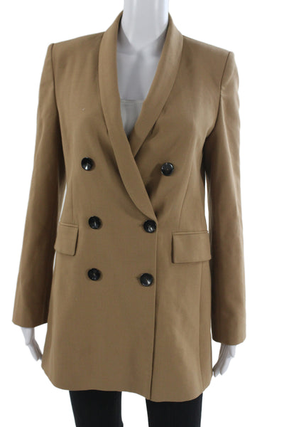 Zara Woman Unisex Tan Blazer Long Sleeve Classic Polyester Size S