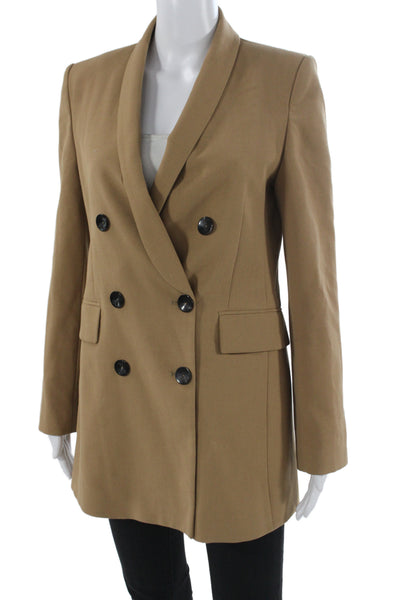 Zara Woman Unisex Tan Blazer Long Sleeve Classic Polyester Size S