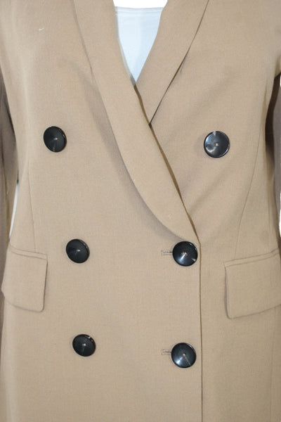 Zara Woman Unisex Tan Blazer Long Sleeve Classic Polyester Size S