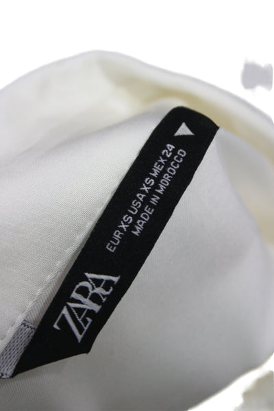Zara Womens Basic Button Up Blouse White Collared Long Sleeve Viscose Size XS