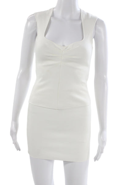 Zara Womens Bodycon Mini Dress White Square Neck Sleeveless Size S