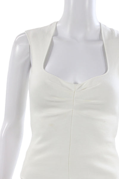 Zara Womens Bodycon Mini Dress White Square Neck Sleeveless Size S