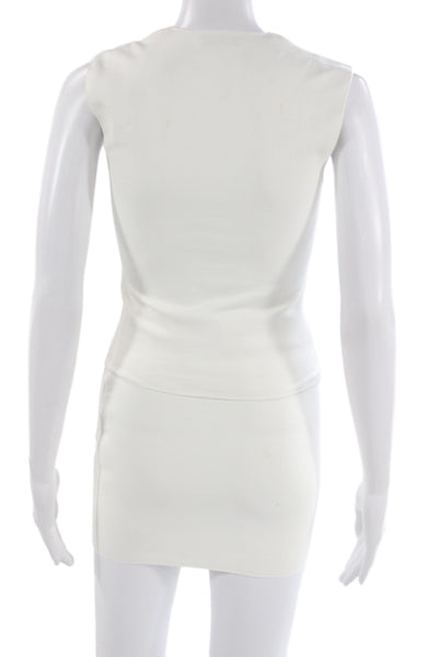 Zara Womens Bodycon Mini Dress White Square Neck Sleeveless Size S