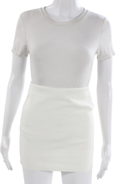 Zara Womens Bodycon Mini Dress White Square Neck Sleeveless Size S