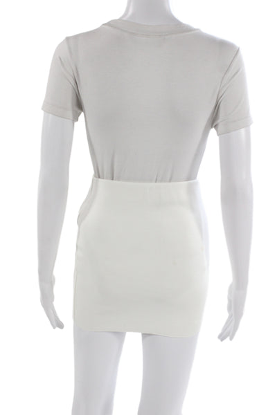 Zara Womens Bodycon Mini Dress White Square Neck Sleeveless Size S