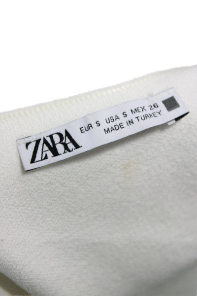 Zara Womens Bodycon Mini Dress White Square Neck Sleeveless Size S