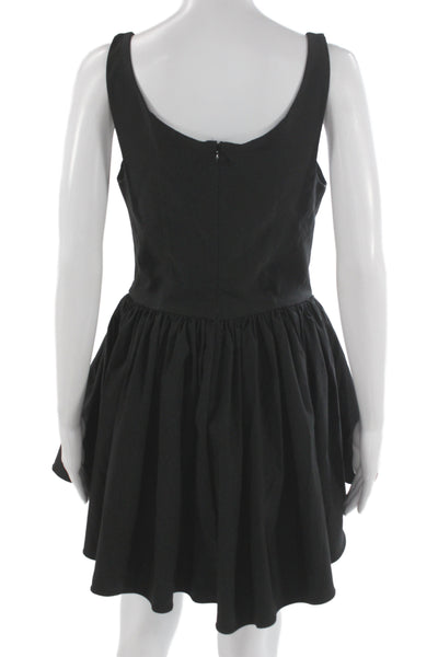NBD Womens Fit & Flare Mini Dress Black Sleeveless Zip Above Knee Size M