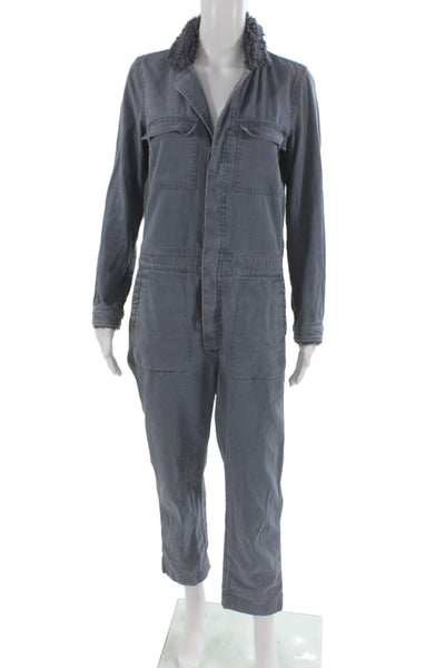 Madewell Womens Collared Long Sleeve Gray Cotton Jumpsuit Size S