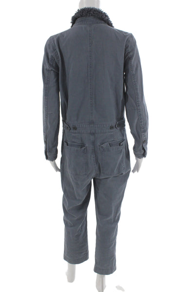Madewell Womens Collared Long Sleeve Gray Cotton Jumpsuit Size S