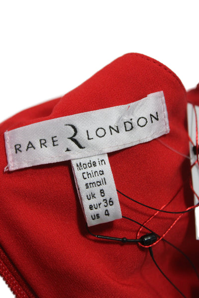 Rare London Women Bodycon Mini Dress Red Sleeveless Zip Designer Size 4