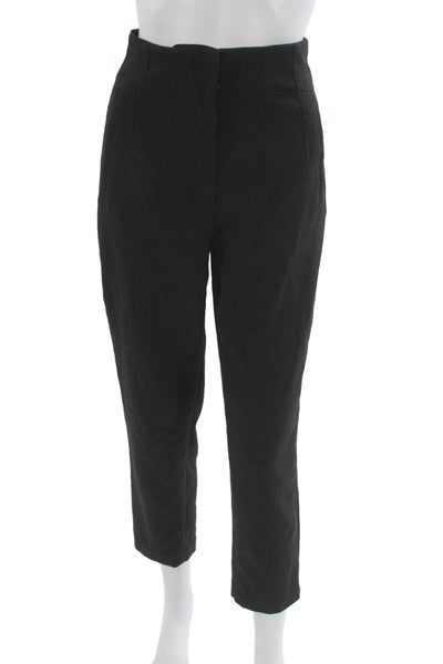 Zara Womens Cropped Ankle Dress Pants Black Petite Size XS