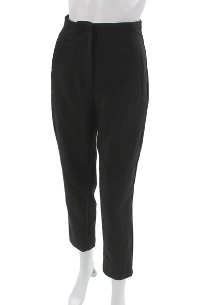 Zara Womens Cropped Ankle Dress Pants Black Petite Size XS