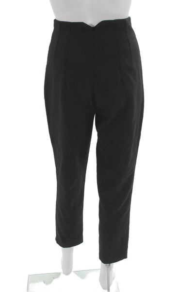 Zara Womens Cropped Ankle Dress Pants Black Petite Size XS