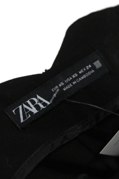 Zara Womens Cropped Ankle Dress Pants Black Petite Size XS