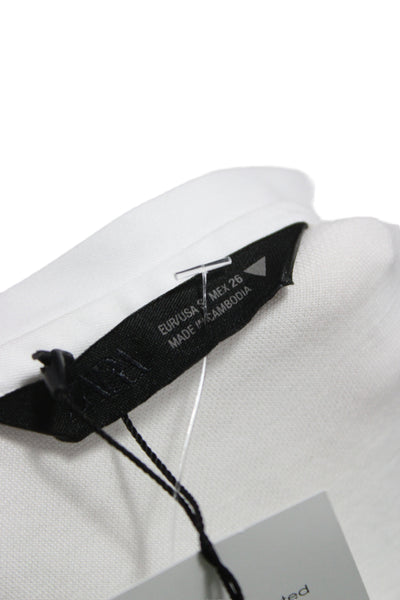 Zara Women Shirt Dress White Cotton Long Sleeve Crew Neck Solid Size S
