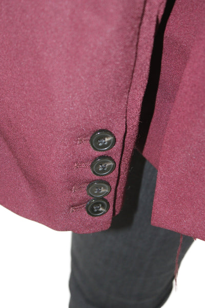 BOA. Unisex Blazer Purple Collared Button Long Sleeve Solid Fall Size M
