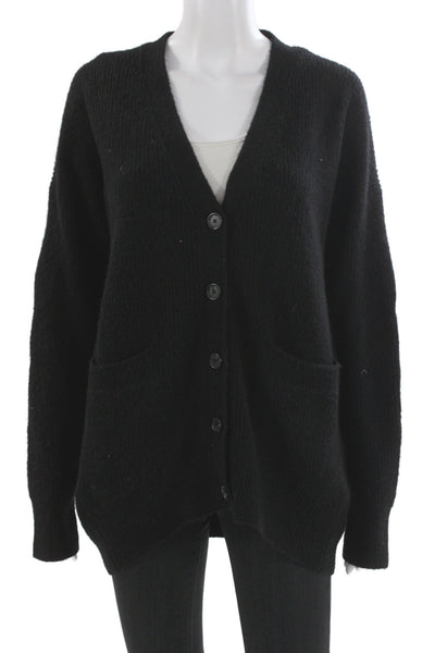 A.L.C. Unisex Black V-Neck Button Cardigan Long Sleeve Wool Blend Size S