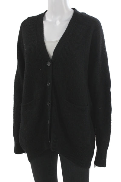 A.L.C. Unisex Black V-Neck Button Cardigan Long Sleeve Wool Blend Size S