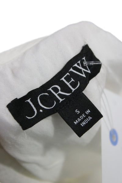 J Crew Women Shift Tank Dress White Striped 100% Linen Sleeveless Size S