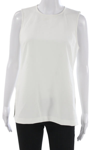 La Ligne Women Basic Sleeveless Tank White Crew Neck Zip Size 2XS