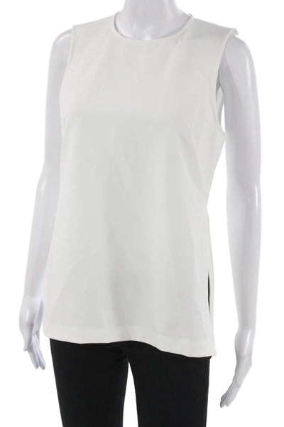 La Ligne Women Basic Sleeveless Tank White Crew Neck Zip Size 2XS