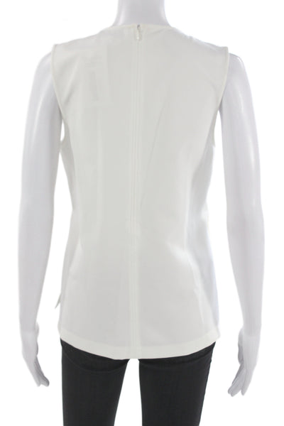 La Ligne Women Basic Sleeveless Tank White Crew Neck Zip Size 2XS
