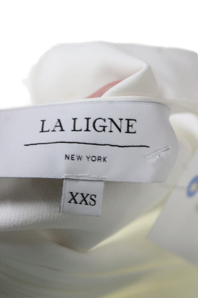 La Ligne Women Basic Sleeveless Tank White Crew Neck Zip Size 2XS