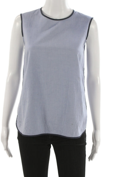 S Max Mara Women Basic Tank Light Blue Cotton Crew Neck Sleeveless Size S